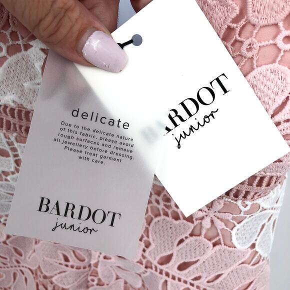 BARDOT JUNIOR Gemma Lace Halter Dress Girls Size 12 Pink White Two Tone NWT - Picture 11 of 15